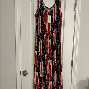 Patriotic Stars and Stripes Maxi Dress